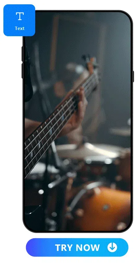 showcase of text feature of PowerDirector to demonstrate a guitar playing video with text on the video